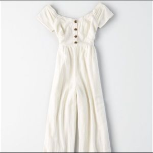 White Off the shoulder culotte jumpsuit